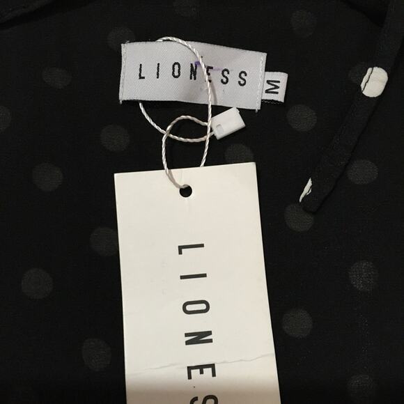 NWT REVOLVE X LIONESS Take the Plunge Polka Dot Top - Black - Medium - Picture 10 of 15